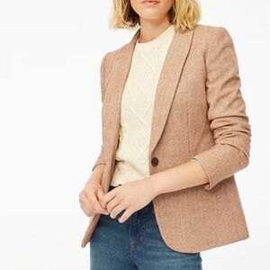 J. Crew Factory Holland Herringbone Wool Blend Blazer in Tan Size 14